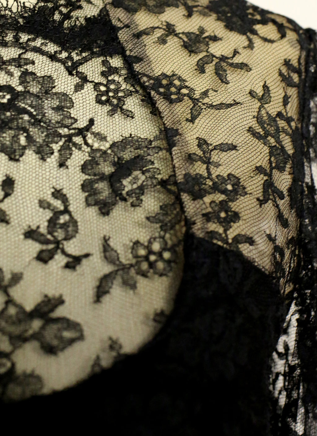Vintage 1970s Alfred Bosand Black Lace Dress