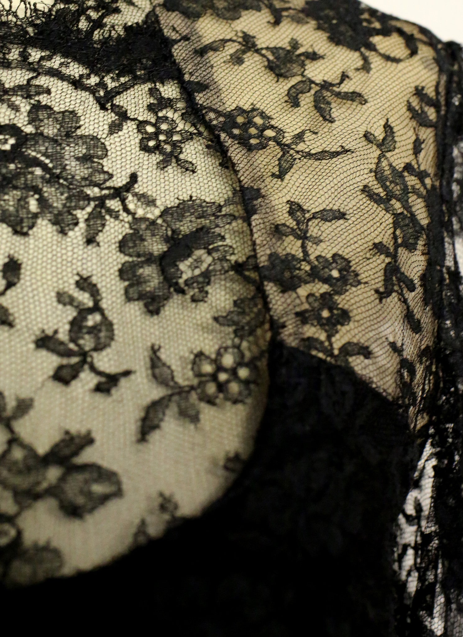 Vintage 1970s Alfred Bosand Black Lace Dress