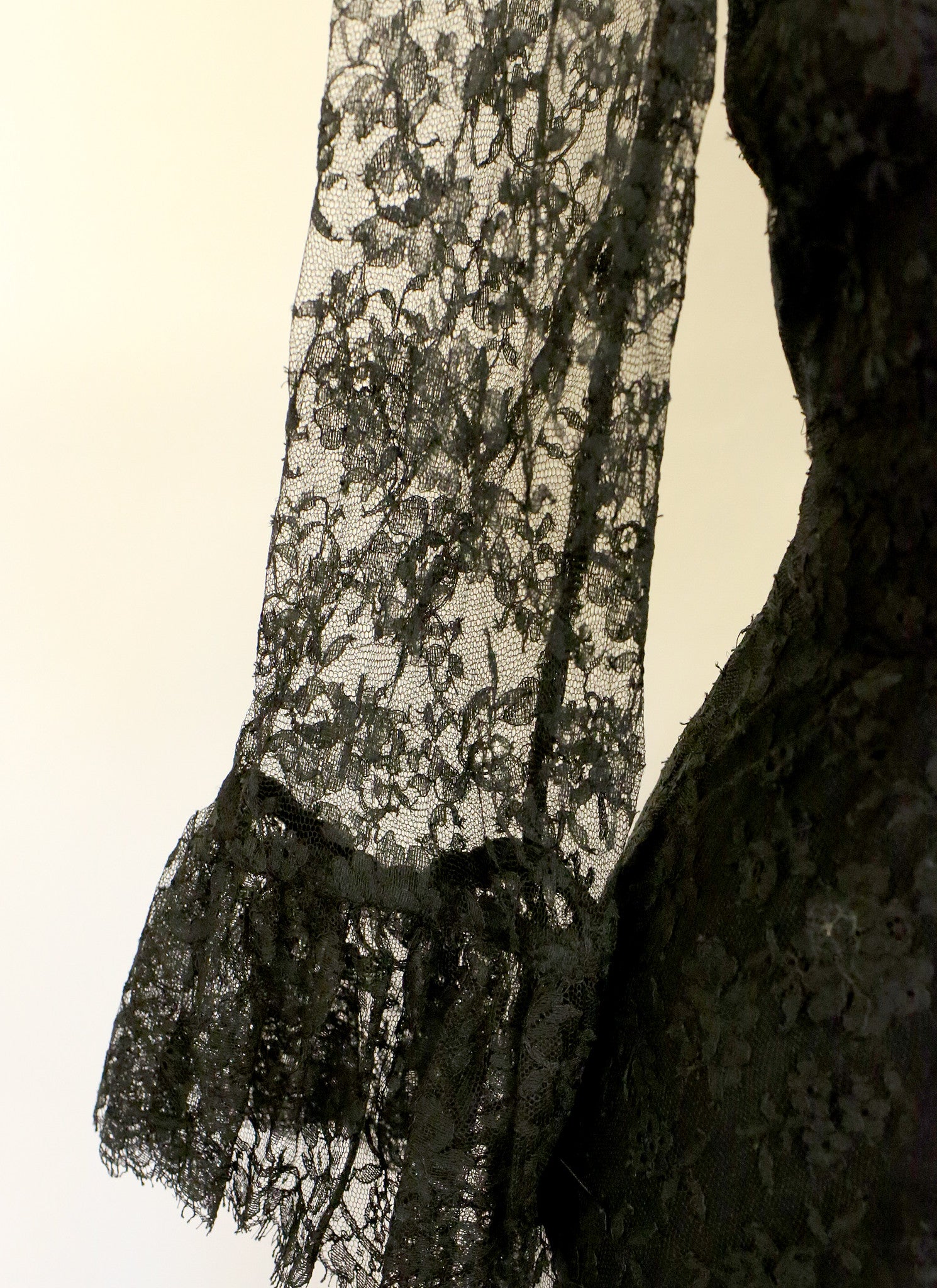 Vintage 1970s Alfred Bosand Black Lace Dress