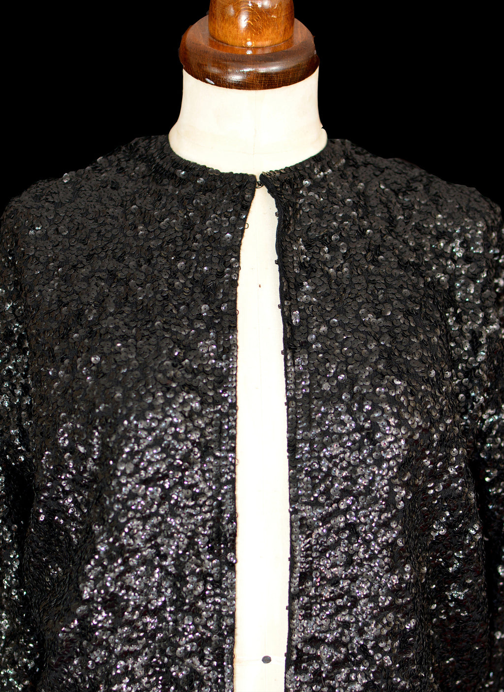 Vintage 1950s Black Sequin Cardigan