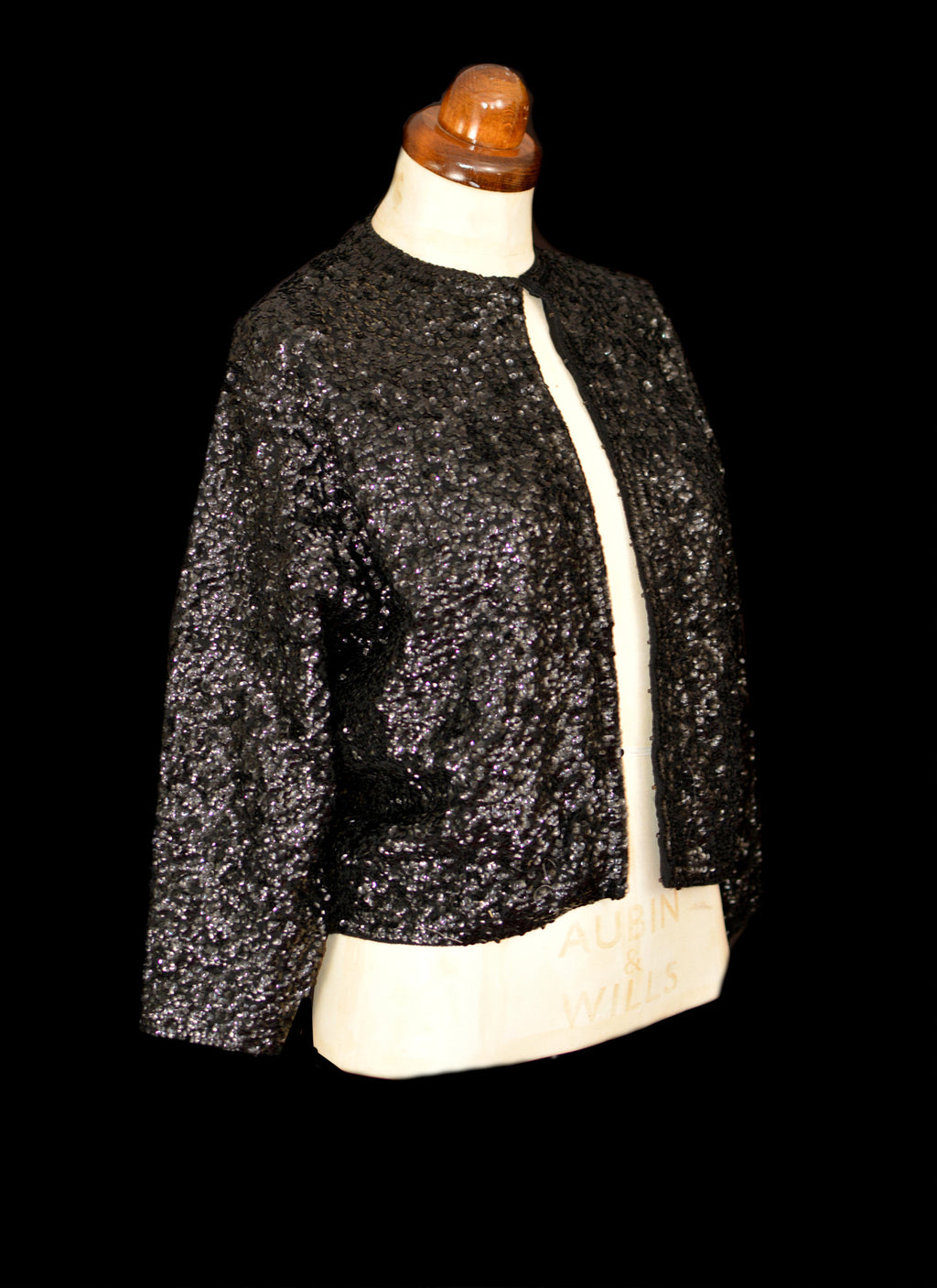 Vintage 1950s Black Sequin Cardigan