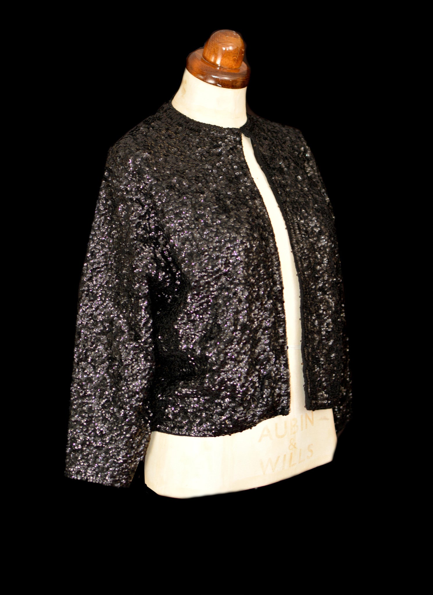 Vintage 1950s Black Sequin Cardigan