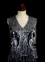 Vintage 80s Silver Sequin 20s Style Flapper Dress