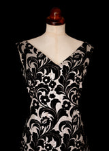 Vintage 1960s Black Silver Brocade Maxi Dress