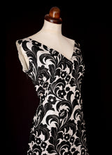 Vintage 1960s Black Silver Brocade Maxi Dress