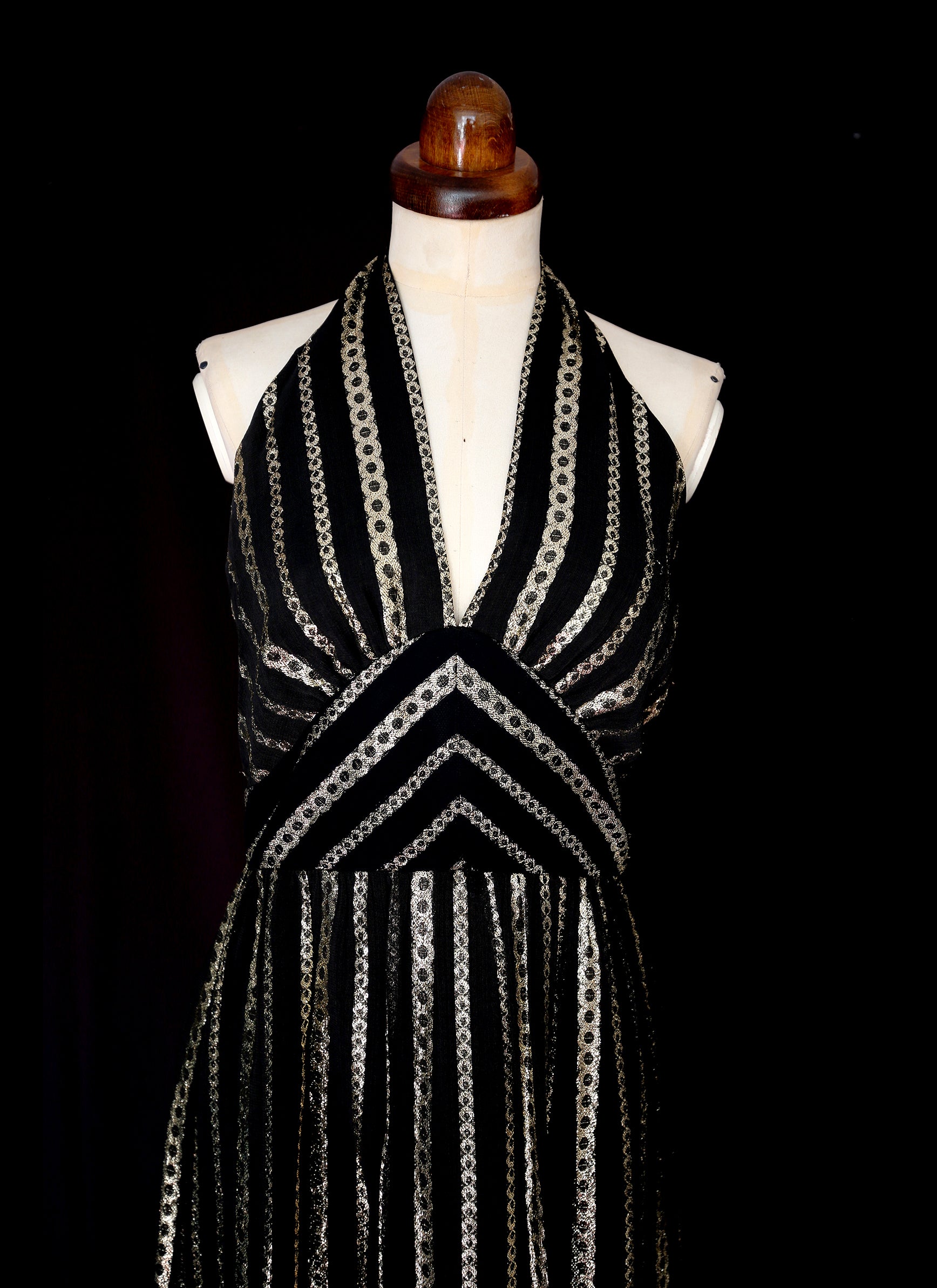 Vintage 1970s Black Gold Halter Disco Dress – ALEXANDRA-KING