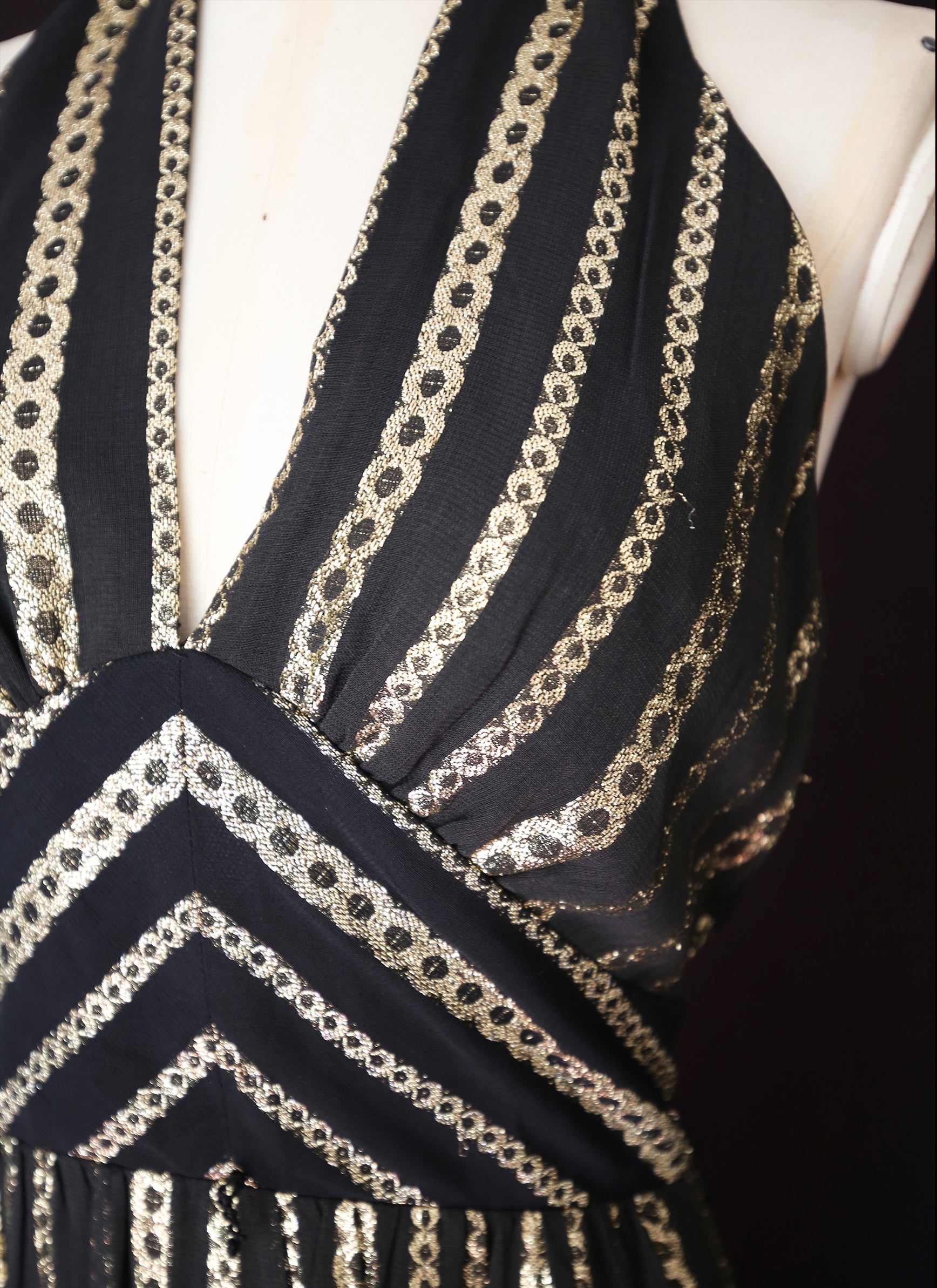 Vintage 1970s Black Gold Halter Disco Dress – ALEXANDRA-KING