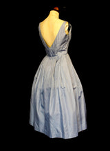 Vintage 1950s Blue Taffeta Dress