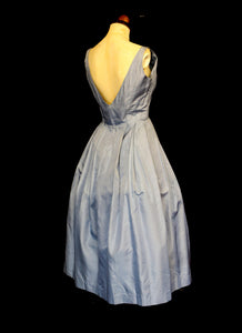 Vintage 1950s Blue Taffeta Dress