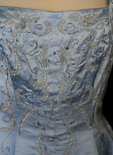 RESERVED Vintage 1950s Blue Beaded Satin Dress