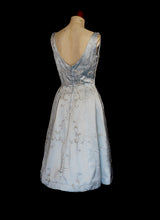 RESERVED Vintage 1950s Blue Beaded Satin Dress