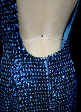 Vintage 1980s Blue Sequin Scoop Back Dress
