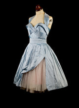 Carla - Pale Blue Silk and Tulle Short Dress