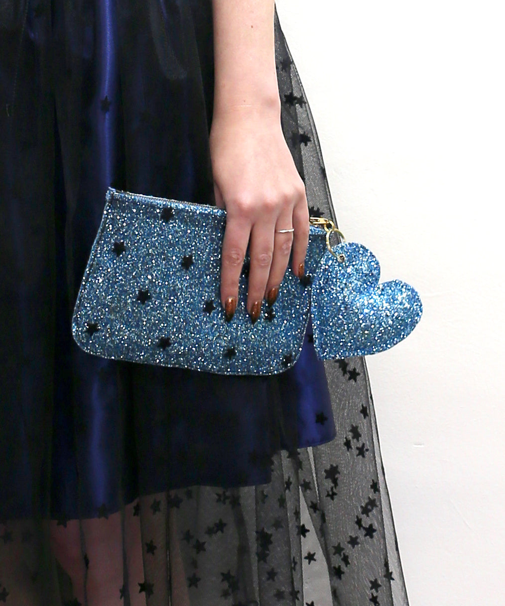 Purse - Blue Star Glitter Tulle Pouch Purse