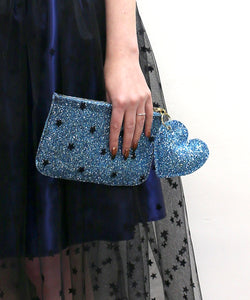 Purse - Blue Star Glitter Tulle Pouch Purse