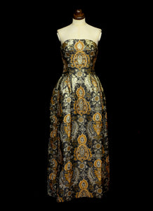 Vintage 1960s Bronze Gold Brocade Dress