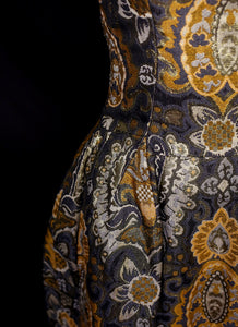 Vintage 1960s Bronze Gold Brocade Dress