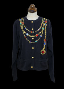 Vintage 1980s Black Novelty Chain Cardigan