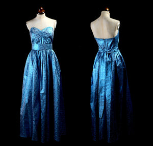 Vintage 1980s Electric Blue Ballgown Dress