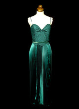 Emerald Green Pleated Satin Evening Dress