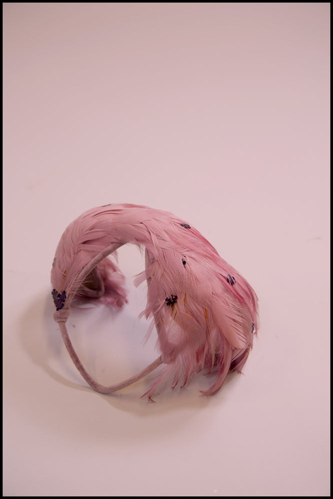 Vintage 1950s Pink Feather Hat