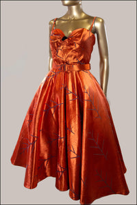 Firebird - Orange Brocade Midi Dress