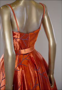 Firebird - Orange Brocade Midi Dress