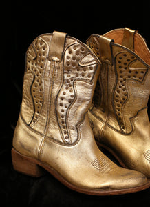 Gold Leather Cowboy Boots