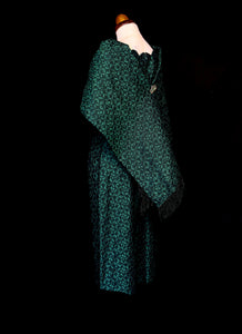 Vintage 1950s Green Brocade Wiggle Dress and Wrap