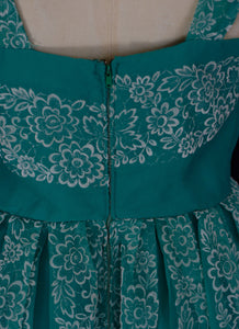 Vintage 1950s Green Flocked Dress