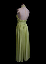 Vintage 1970s Lime Green Pleat Maxi Dress