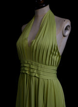 Vintage 1970s Lime Green Pleat Maxi Dress