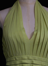 Vintage 1970s Lime Green Pleat Maxi Dress