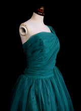 Vintage 1950s Emerald Green Nylon Cocktail Dress