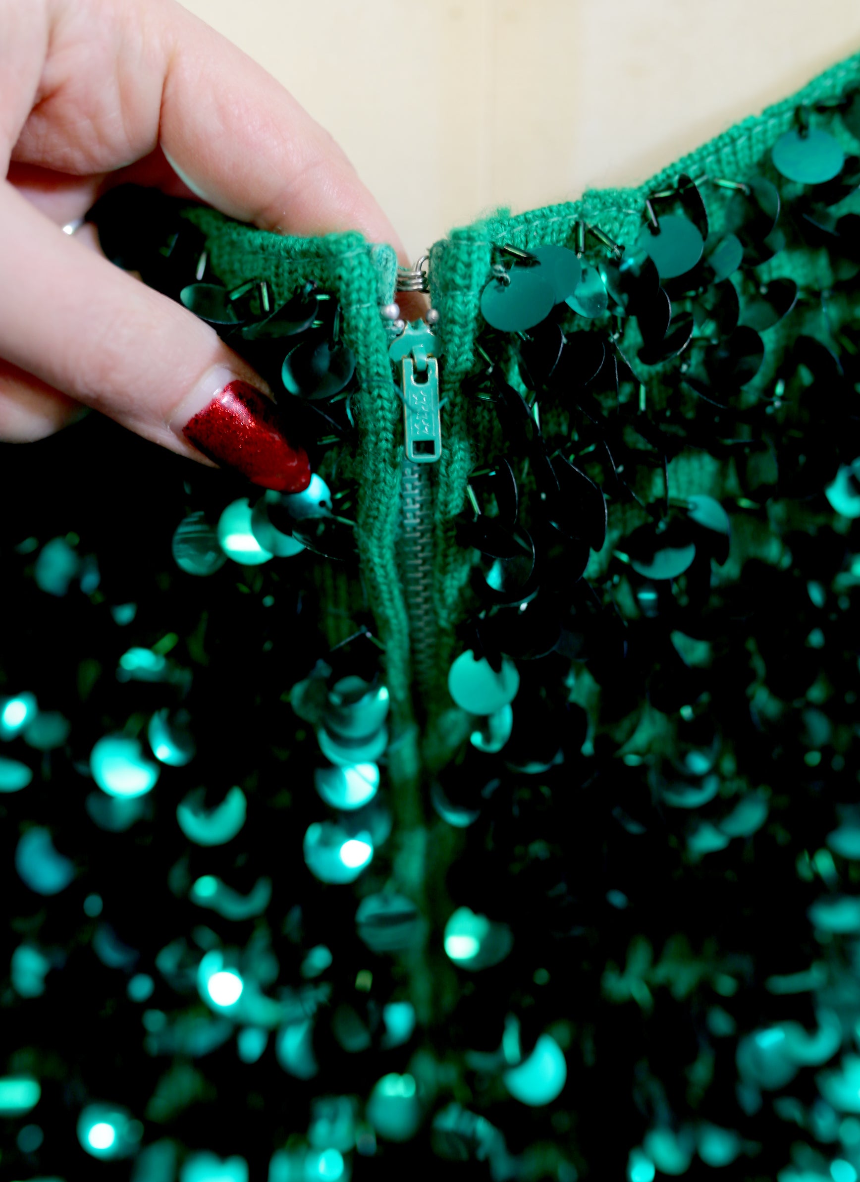 Vintage 1960s Emerald Green Sequin Top