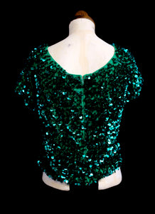 Vintage 1960s Emerald Green Sequin Top