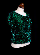 Vintage 1960s Emerald Green Sequin Top
