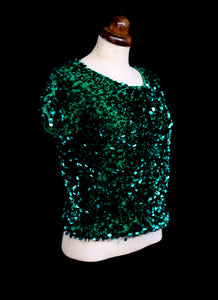 Vintage 1960s Emerald Green Sequin Top