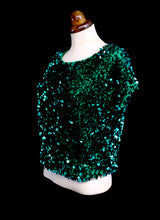 Vintage 1960s Emerald Green Sequin Top