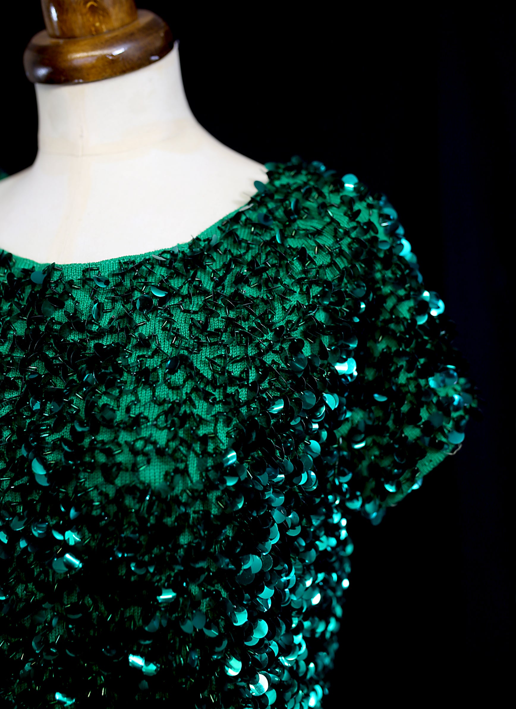 Vintage 1960s Emerald Green Sequin Top