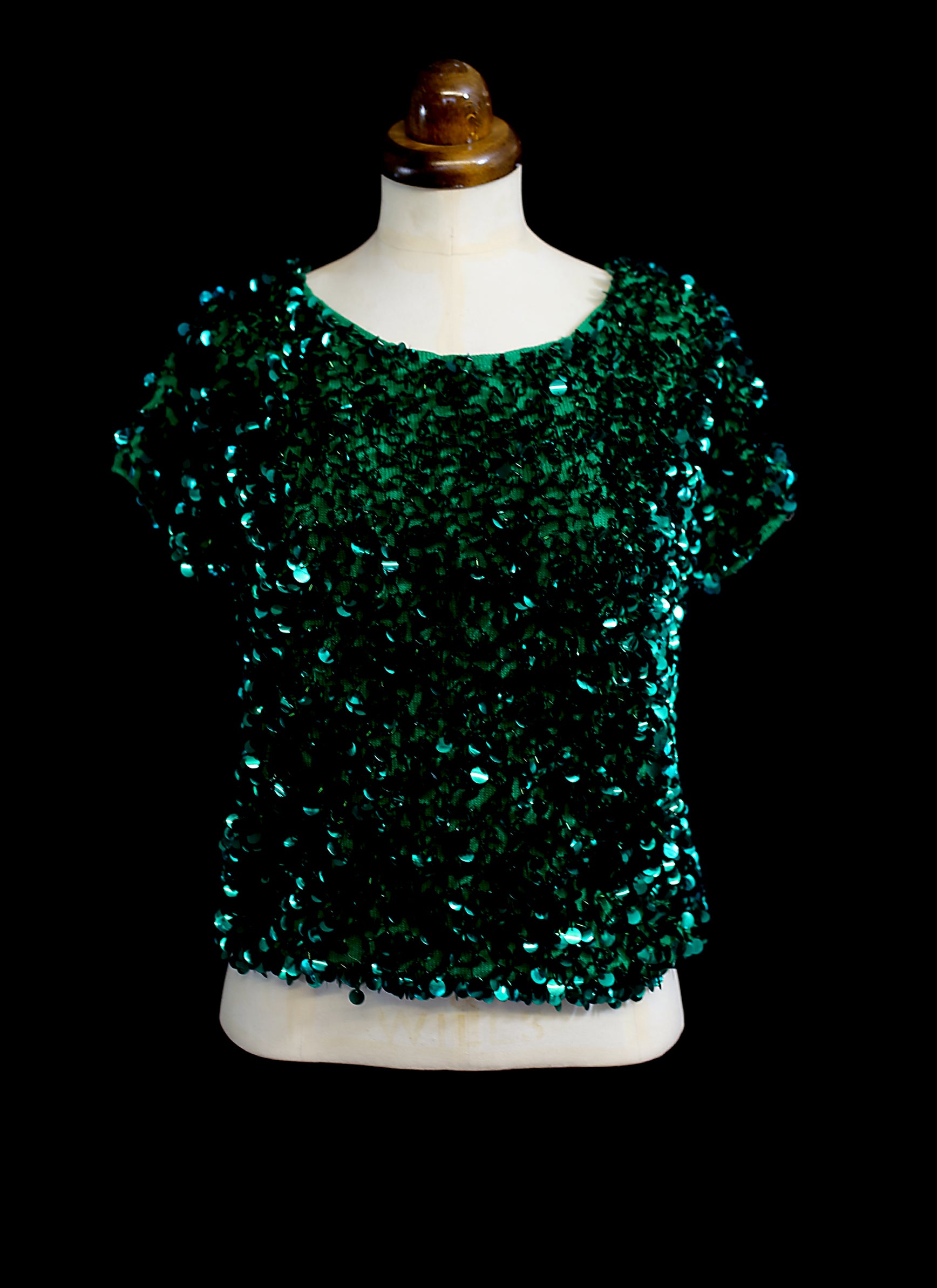Vintage 1960s Emerald Green Sequin Top
