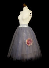 Grey Tulle Peony Illusion Skirt