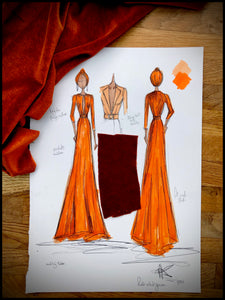 alexandra king amber velvet gown dress sketchbook