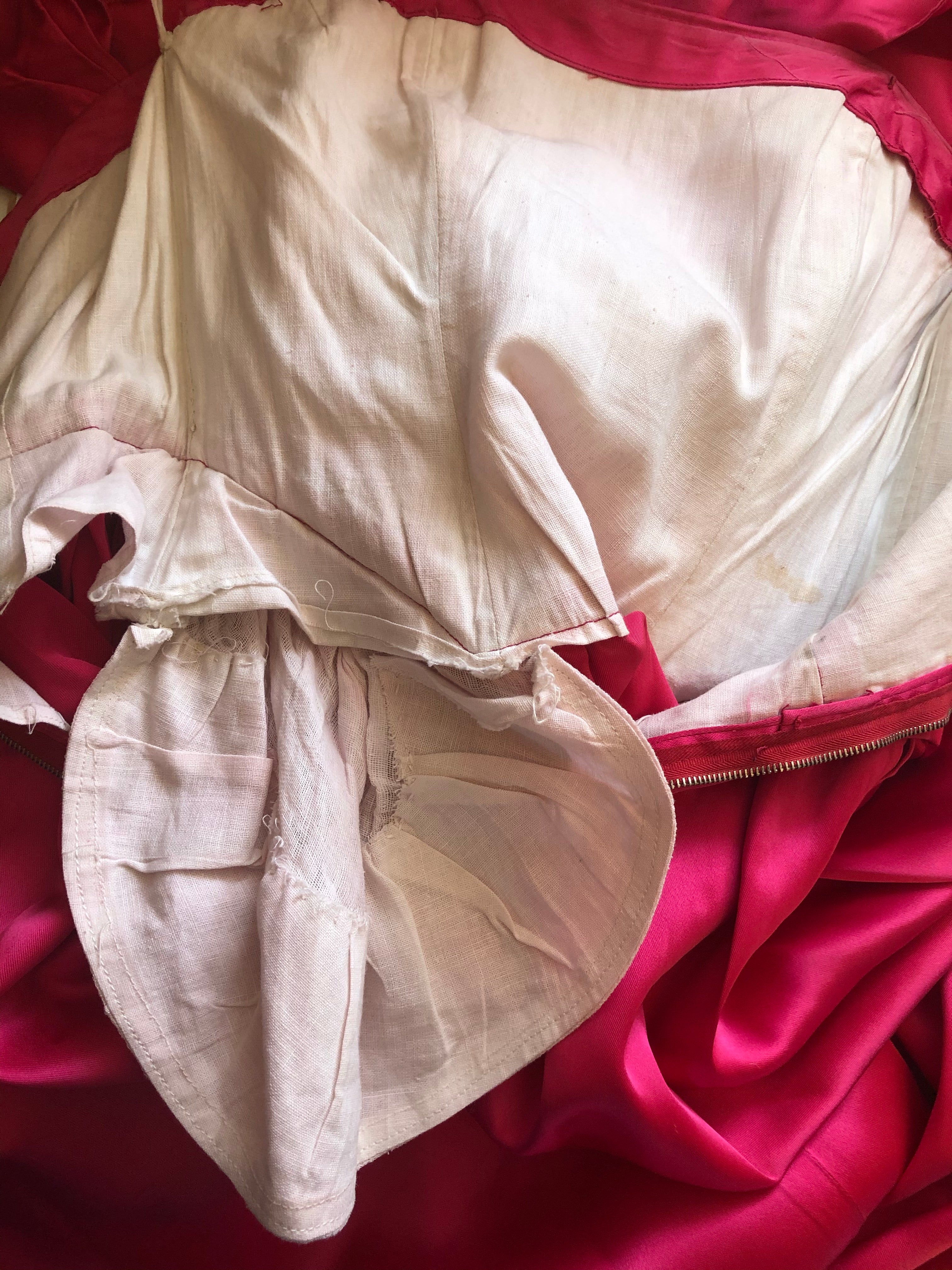 Vintage 1950s Shocking Pink Cocktail Dress
