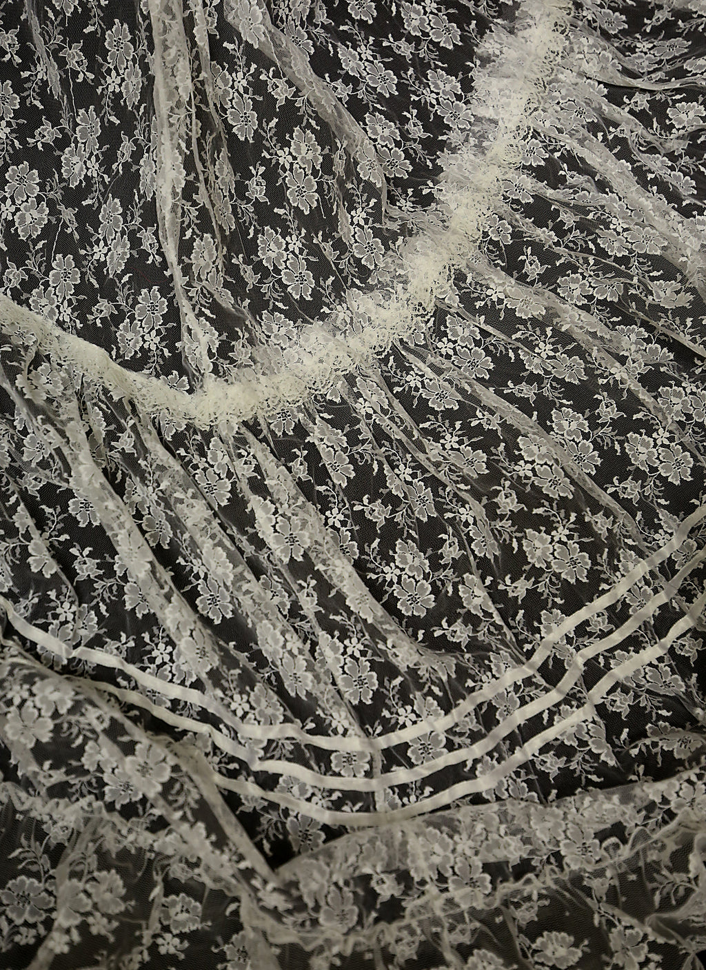 Vintage 1980s Ivory White Lace Bridal Skirt