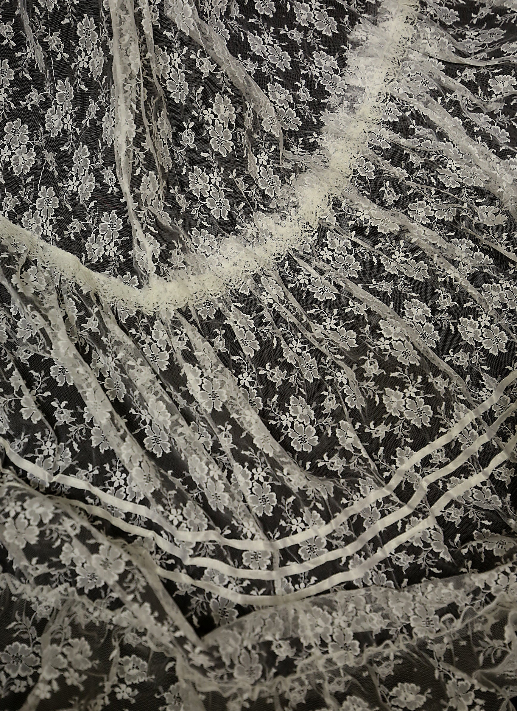 Vintage 1980s Ivory White Lace Bridal Skirt