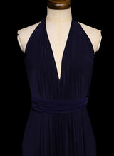 Navy Blue Draped Jersey Goddess Dress