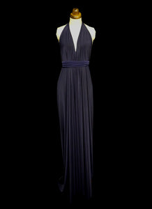 Navy Blue Draped Jersey Goddess Dress