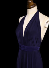 Navy Blue Draped Jersey Goddess Dress