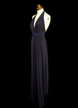 Navy Blue Draped Jersey Goddess Dress